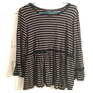 Relaxed Peplum Striped Shirt